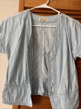 Madewell Pale Blue Short Sleeve Denim Jacket